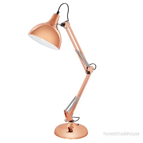 EGLO bordslampa BORGILLIO, vintage skrivbordslampa med en ljuskälla i industriell design, nattlampa stål, färg: koppar, sockel: E27, inkl strömbrytare 9002759947040 EGLO bordslampa BORGILLIO, vintage skrivbordslampa med en ljuskälla i industriell design, nattlampa stål, färg: koppar, sockel: E27, inkl strömbrytare 9002759947040