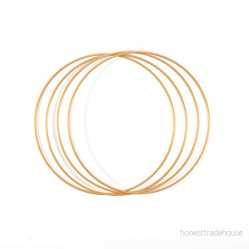 Vaessen Creative Metallringar Ø 25 cm x 3 mm i Färgen Guld 4 Stålringar Cirkel Dekoringar Metall för Pyssel, Torkade Blommor, Makramé, Drömfångare, Mobiler och Väggdekoration 8716052231867