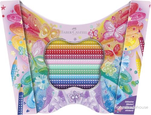 Faber Castell 201971 Fjärilspresentset, Sparkle kritset, 20 stycken, inklusive fjärilsklistermärke 4005402019717
