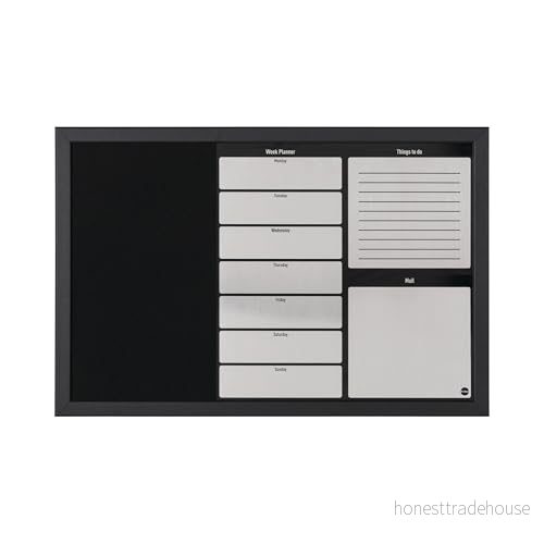 Bi Office MX03402169 kombinationsplanering, MDF ram målad stålfilt, 60 x 40 cm stor, svart/silver 5603750023463