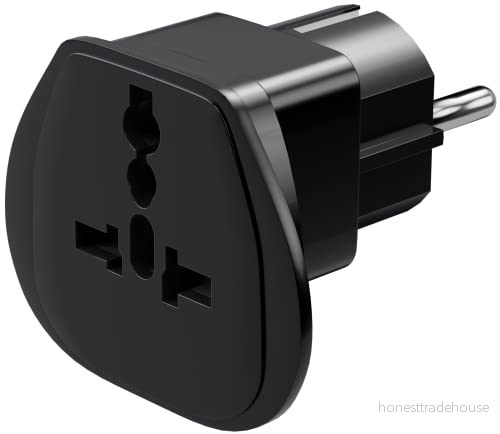 Goobay 94028 Universell reseadapter, nätadapter, skyddskontakt CEE 7/7, säkerhetsstandard, svart, 1 styck 4040849940286