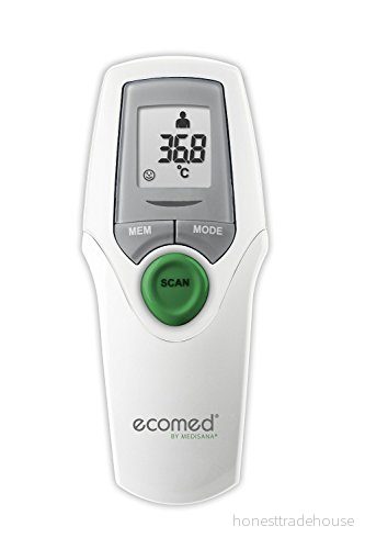 ecomed TM 65E digital infraröd termometer för bebisar, barn och vuxna, panntermometer, omgivningstemperatur vätsketemperatur. 4015588234002