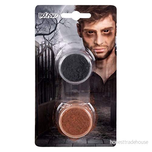 Boland 45156 Zombie pulver i en uppsättning, 2 glas, innehåll 5,5 g, brun och svart, puder, smink, set, make up, zombie, häxa, halloween, karneval, temafest 8712026451569