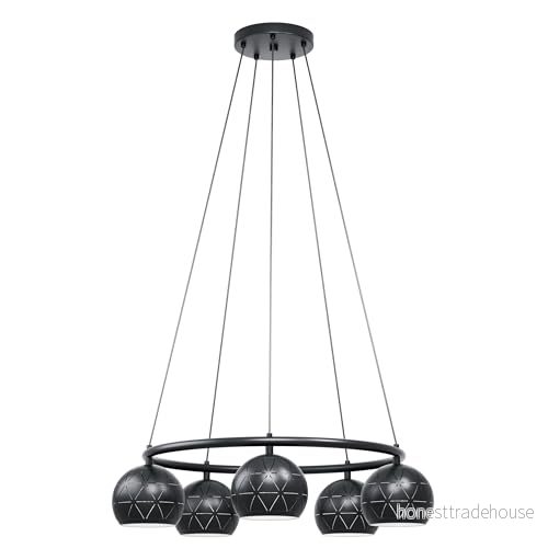 EGLO Pendellampa Cantallops, hängande lampa med 5 ljuskällor, modern, elegant, hänglampa av stål i svart, matbord, vardagsrumslampa E14 sockel 9002759984557