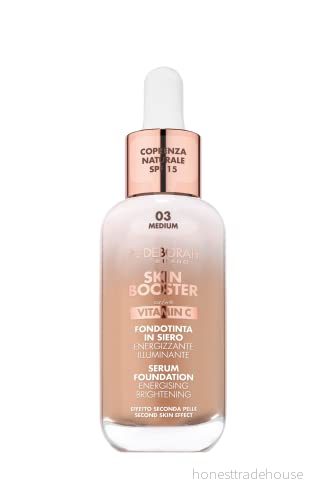 Deborah Milano Skin Booster Serumfoundation SPF 15, N.3 Medium, Energigivande och Illuminerande, med C vitamin, naturlig effekt, enhetlig hudfärg, 30 ml 8009518414394