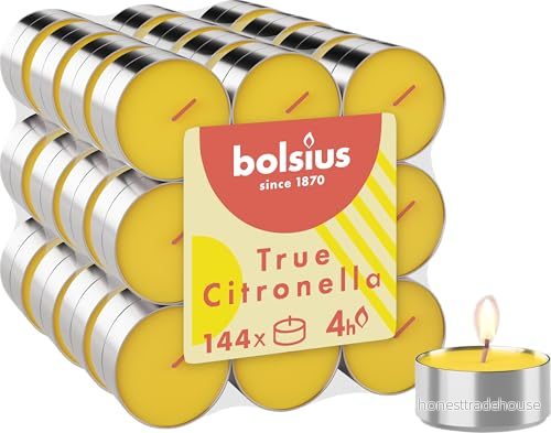 Bolsius True Citronella, Doftvärmeljus, 144 stycken, Brinntid 4 timmar, Utomhusljus, Innehåller naturligt växtvax, Med naturliga extrakt, Utan palmolja 8717847154996