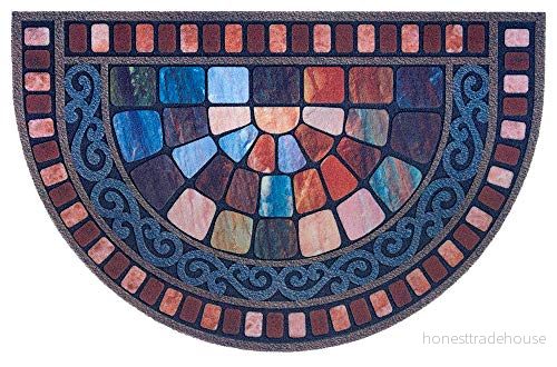 Hanse Home Tryckt dörrmatta flockad 3D utseende halvrund halkfri botten smutsfångande matta olika motiv 45 x 70 cm, färg: ornament 4260669875579