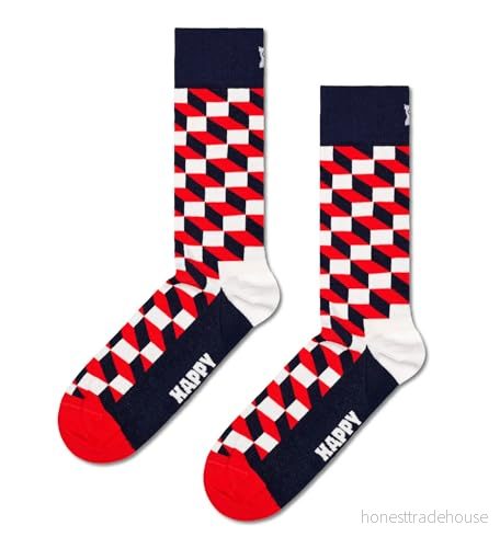 Happy Socks Filled Optic Sock Unisex Strumpor, Storlek: 41-46, Mörkblå 7333102533262