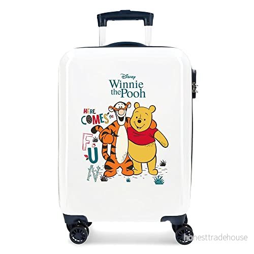 Disney Nalle Puh kabinväska vit 38 x 55 20 cm styv ABS kombination stängning sida 34 L 2 kg 4 dubbla hjul, Vitt, Stuga resväskor 8435692705384