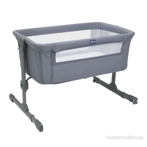 Chicco Next2Me Essential barnsäng, kompatibel med olika sängar, justerbar höjd, lutbar, bra luftcirkulation, madrass och väska ingår, sten 8058664165131