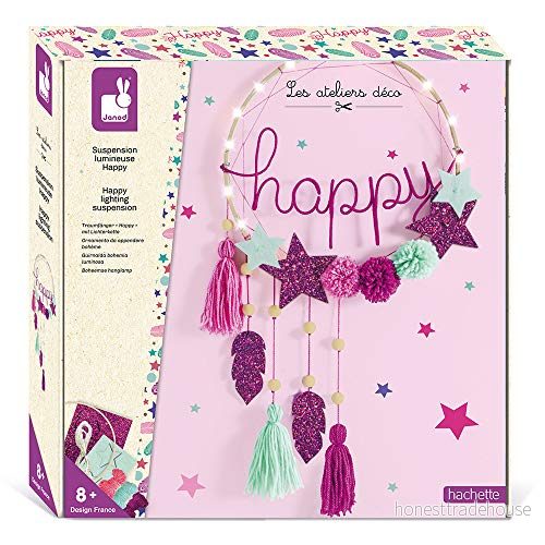 Janod Happy Wall Light to Make Les Ateliers Déco Kid'S Creative Leisure Kit Teaches Fine Motor Skills and Creativity Ages 8 Up, J07927 3700217379278