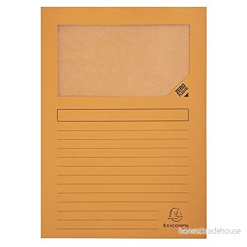 Exacompta Ref 50104E Forever Collection Window Folders 220 x 310mm in Size, Suitable for A4 Documents, 120gsm Recycled Board Orange (Pack of 100) 3130630501046