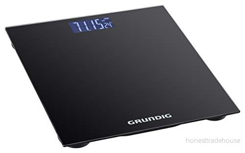 Grundig Digital personvåg 180 kg kroppsvåg med 50 gram uppdelning våg personer 2 enheter viktskala stor display rumstemperaturdisplay svart 8711252164250