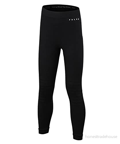 FALKE unisex - barn Baslager Underdel Wool-Tech Long K Ti ull funktionsmaterial snabbtorkande 1 del, Svart Black 3000, 110-116 4043876753843