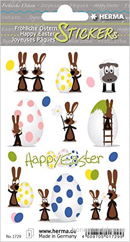 Herma Happy Easter Klistermärke, papper 16 x 9 cm Hasenparty 4008705017299