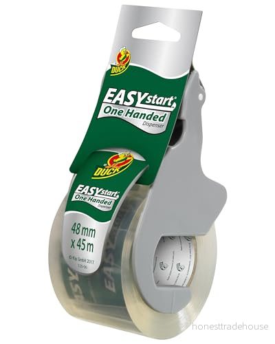 Duck Easy Start förpackningstejp transparent tejp för noggrann snabbförpackning med en hand även tunga lådor 48 mm x 45 m 4053269004032