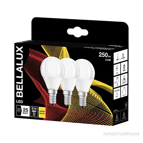 BELLALUX LED-lampa, E14-sockel, Varmvit (2700K), Matt, droppform, ersättning för vanlig 25W glödlampa, dubbelförpackning 4058075409989