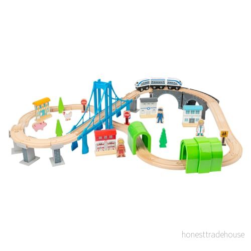 Small Foot Wooden Train Set with Bridge 60 pcs. 4020972114921