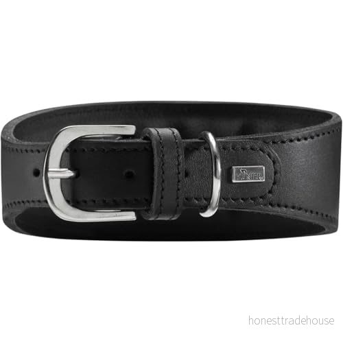 HUNTER Supermjuk vindhundhalsband, läder, vadderad, 32 (XS), svart 4016739625014