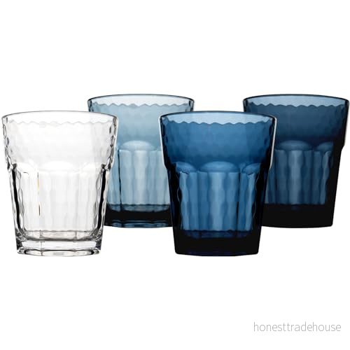 Bo Camp Camping glas uppsättning om 4 blandade & Match resa dricksglas vatten vin 200 ml blå 8712013014586