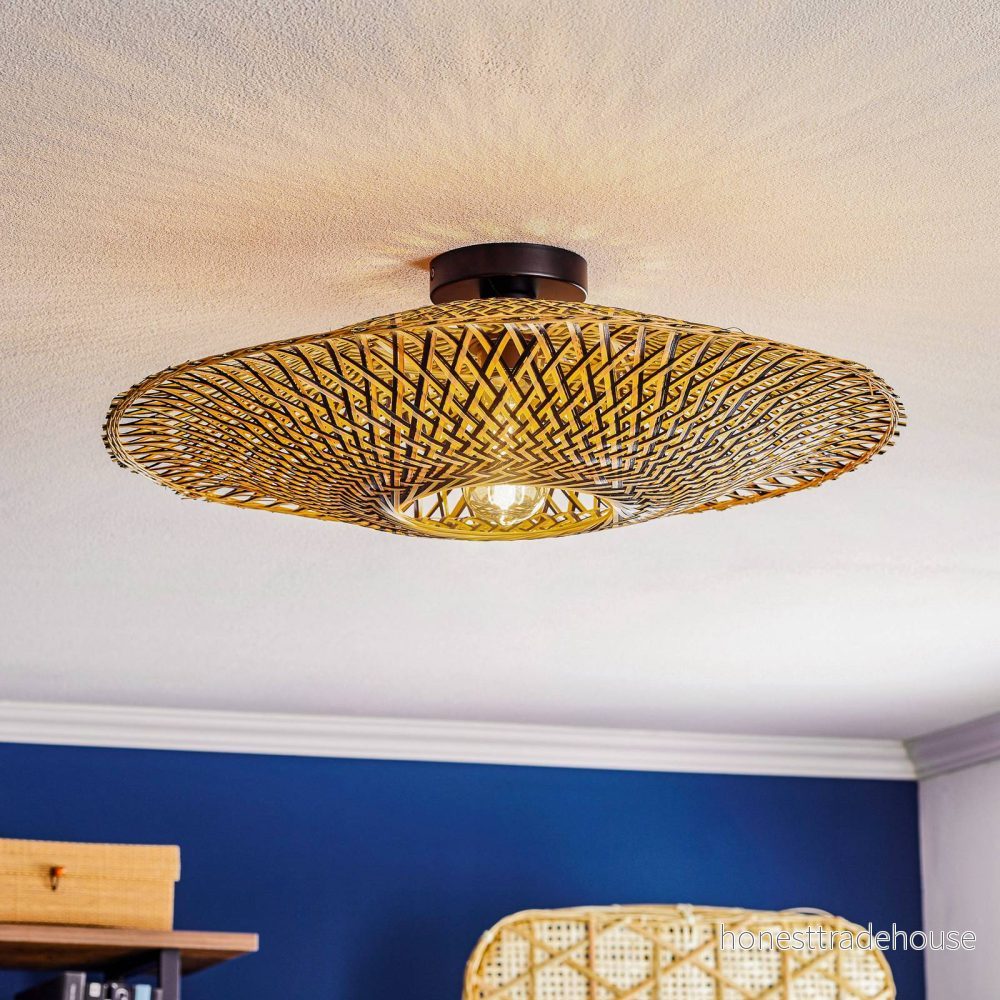 GOOD & MOJO taklampa Bali, Ø 60 cm, svart/naturlig, bambu 8716248086233