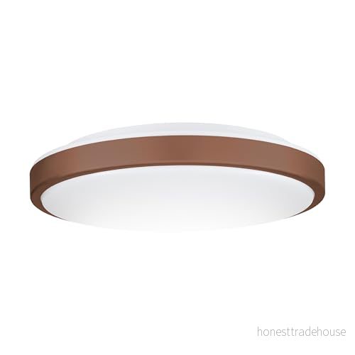 EGLO Lezuza LED taklampa, rund takmonterad sovrumslampa, platt utanpåliggande lampa av stål och vit brun plast, varmvitt ljus, 43 cm i diameter 9002759312220