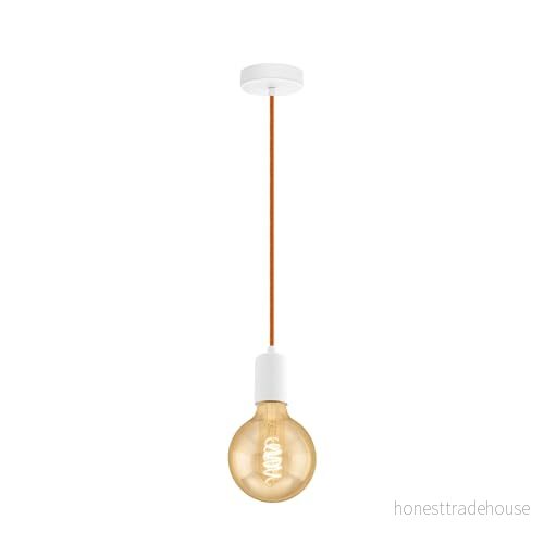 EGLO Pendellampa Yorth, 1 flamlig snurringstång hänglampa vintage, industriell, av stål i vitt, kabel orange, matbordslampa, vardagsrumslampa hängande med E27 fattning 9002759325299