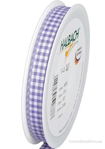 Halbach Sidenband Vichy presentband, rutigt band för inslagning av gåvor, rutband festliga tillfällen, bredd: 10 mm, lavendel 4015275518378