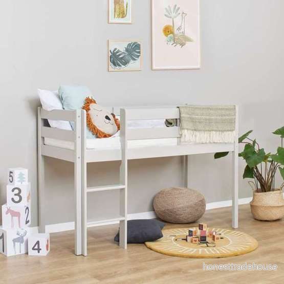 Hoppekids ECO Comfort Halvhög Loftsäng 70×160, Dove Grå 5706558717203