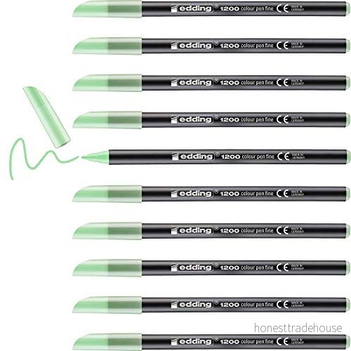 edding 1200 färgpenna fin äppelsorbet 10 pennor rund spets 1 mm filtpenna för teckning och skrivning skola eller mandala 4057305020628