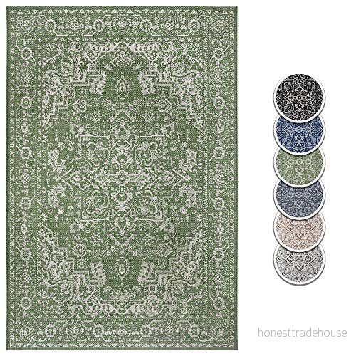 Hanse Home Platt tyg inomhus och utomhatta durban, färger: grön/kräm, storlek: 160 x 230 cm 4260691781824