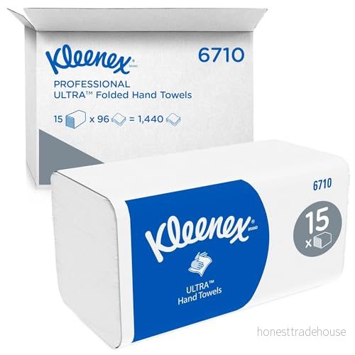 Kleenex Ultra Interfold Pappershanddukar 6710 3 Lags V Vikta Handdukar För Handduksdispenser 15 x 96 (Totalt 1440) 5027375051487