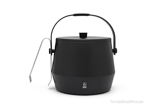 Leopold Vienna Liten svart dubbelväggig isbehållare 1 liter med tång isolerande hink håller EIS optimalt svalare, 149 x 205 180 mm 8720052006264