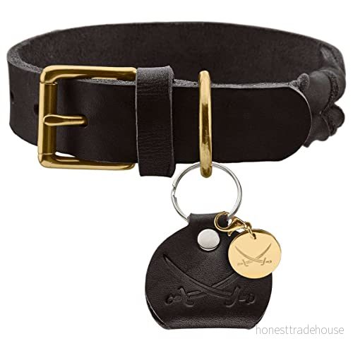 HUNTER SANSIBAR SOLID hundhalsband, läder, slitstark, halkfri, flätad, 40 (S), svart 4016739668455