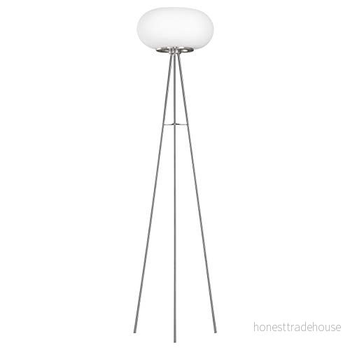 Eglo connect LED golvlampa Optica C, 1 glödlampa av stål och glas i nickelmatt, vit, färgtemperaturförändring (varm, neutral, kall), RGB, dimbar, lampa med stegbrytare 9002759986599