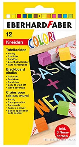 Eberhard Faber 526012 Colori 6 Basic och neonfärger, i kartongfodral, lätt att torka av, dammfria, för skola fritid, olika 4087205260121