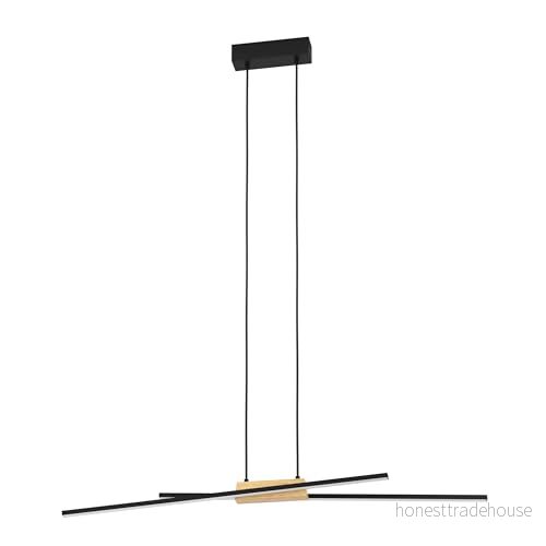 EGLO Panagria LED pendellampa, svart med trädetaljer 9008606244249