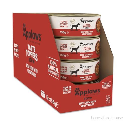 Applaws Premium naturligt våtfoder för hundar, spannmålsfri nötkött med grönsaker i gryta 12 x 156 g burk 5060481898560