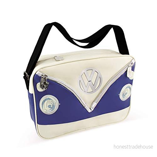 BRISA VW samling Volkswagen axelväska resa messengerväska med T1 buss husbil motiv, BLÅ, 25 cm 600514900010