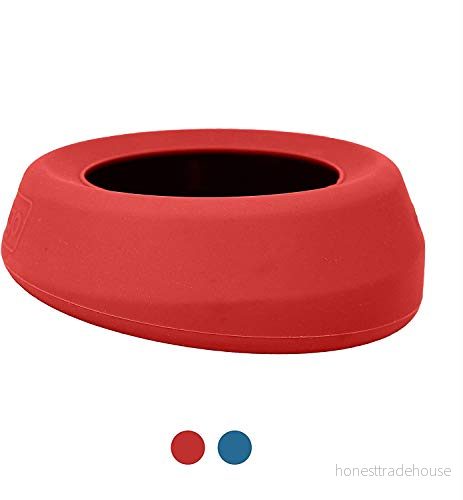 Kurgo inget spill hund resa skål, stänk fri vandring vattenskål, Röd 810013810639