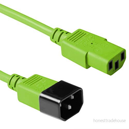 ACT IEC kabel 1,2 m, C13 till C14 kallenhetskabel förlängning, kontakt hona 3 stift AK5113 grön 8716065299625
