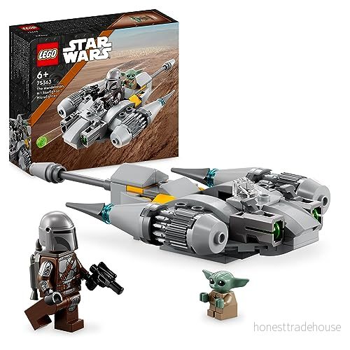 LEGO Star Wars The Mandalorian N 1 Starfighter Microfighter Byggsats med Minityr av Boba Fetts Fordon, Byggset Minifigur Grogu Baby Yoda, Presentidé för Pojkar och Flickor, från 6 år 75363 5702017421445