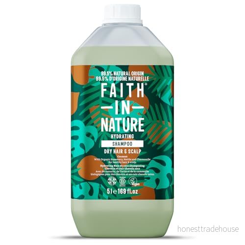 Faith In Nature Naturlig kokosschampo, fuktgivande, vegan och otestad på djur, SLS Parabenfri, Normalt eller torrt hår, 400 ml 708002051012