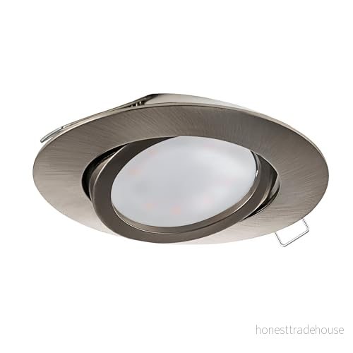 Eglo infälld spotlight Tedo, gjuten aluminium i nickelmatta, lampa med GU10 sockel, LED lampor ingår, platt, vridbar, Ø 8 cm 9002759316884