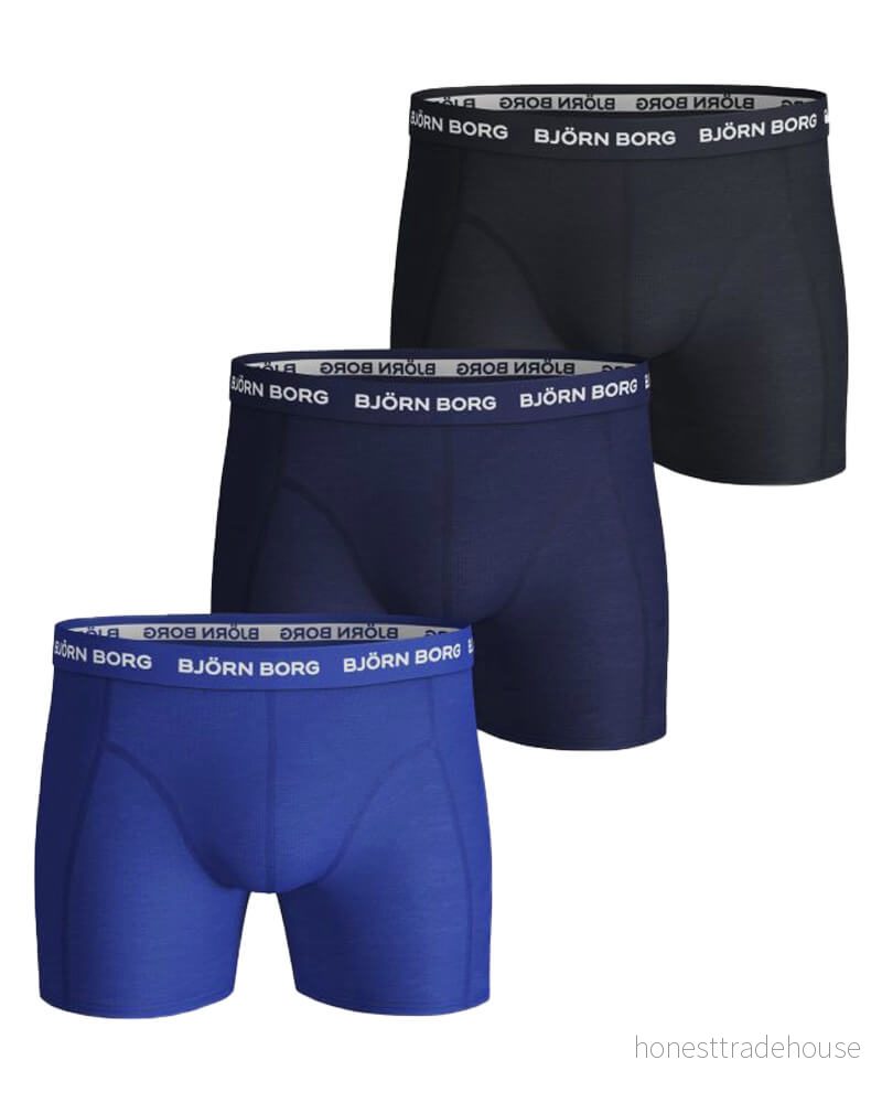 Björn Borg Shorts Solids 3 PACK Underkläder, Storlek: XXL, Skydiver 7321464259890