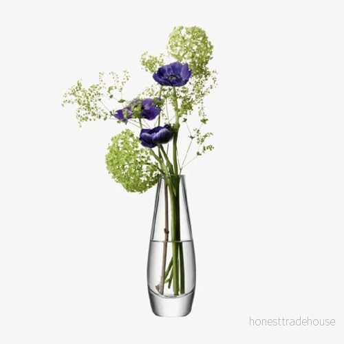 LSA blomma enkel stam vas H 17 cm klar 1 enhet munblåst & handgjort glas FW04 5012548476006