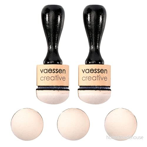 Vaessen Creative Ink Blending Tool Set, 2 st. inkl. 5 halvrunda bläck blandningsskum, trästämpelset, svart vit, för scrapbooking, hantverk, skapa bakgrunder, blandning av färger 8716052229765