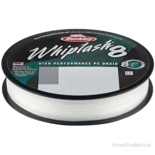 Berkley Whiplash8, fiskelinja, superline, rovdjursfiske, gädda, abborre, zander, öring, unisex, kristall, 0,28 mm 47,1 kg 100 pund 295 yd 28632325728