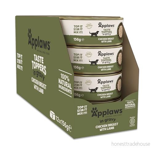Applaws Premium naturligt våtfoder för hundar, spannmålsfri kyckling och lamm i sås 12 x 156 g burk 5060481898522
