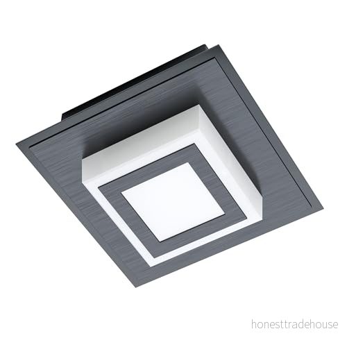 EGLO LED-taklampa Masiano 1, 1 lampa, modern, taklampa av aluminium, stål och plast i svart, satin, vardagsrum, varmvit 9002759993610